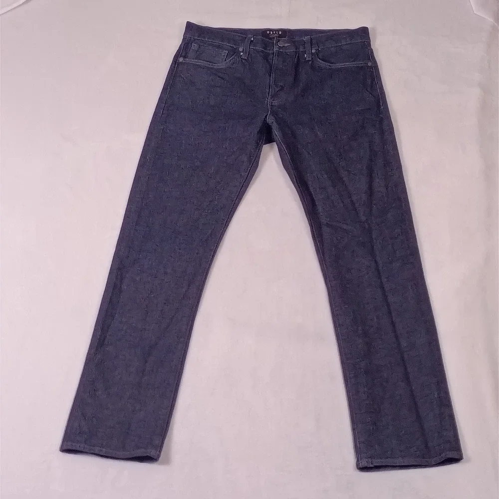 DSTLD Mens Straight Fit Selvedge Jeans Dark Indigo Blue 33x34 Button Fly - 34x33